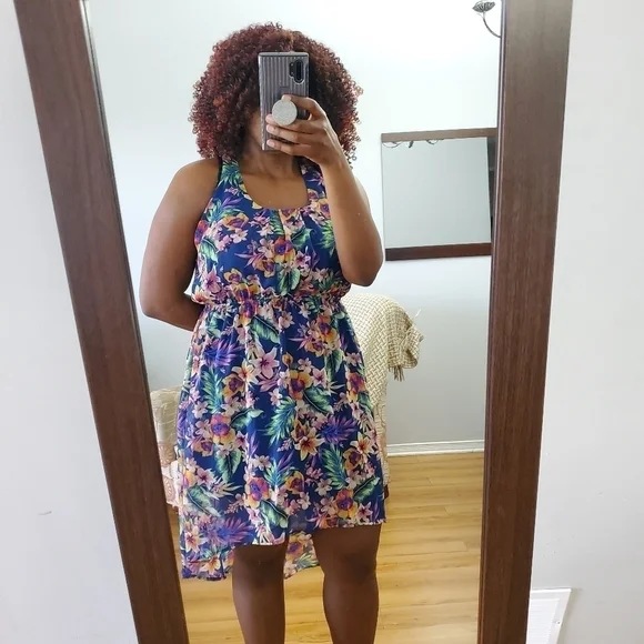 G:21 women flowy dress floral pattern size Large Asymmetrical Dress L - Picture 4 of 13